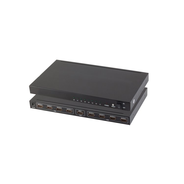 shiverpeaks®-PROFESSIONAL--HDMI Verteiler 1x8, Metall, 4K30Hz, schwarz