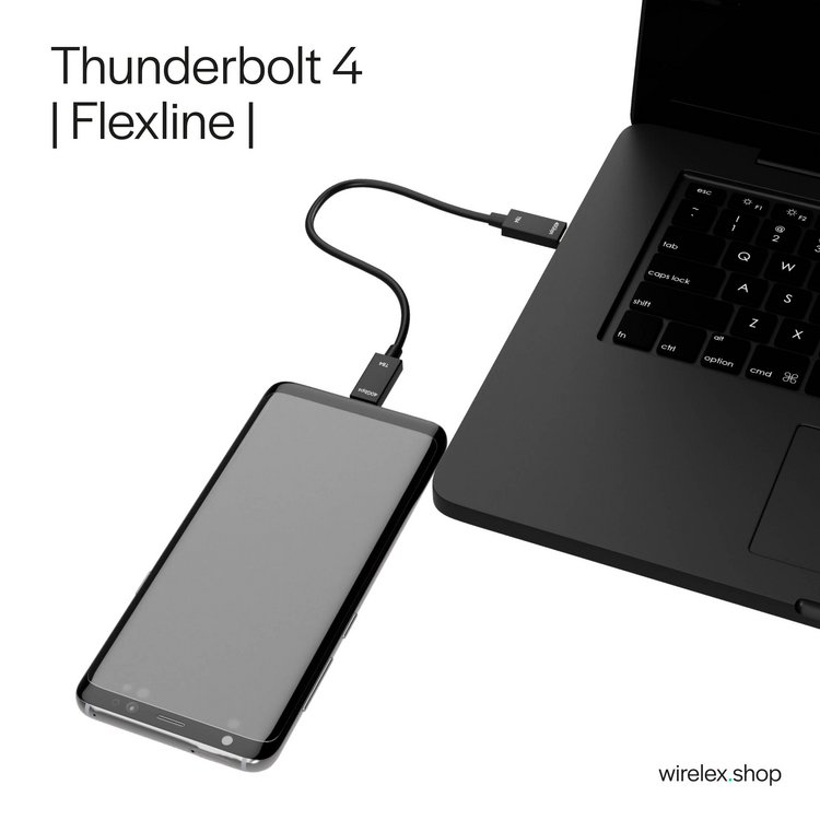 Flexline®-USB-C Verbindungskabel, USB-C Stecker auf USB-C Stecker, TB4, UltraFlex, 0,25m