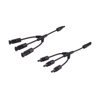 PV4 T-Adapterkabel Set, 3/1, 6mm², schwarz/schwarz, 30cm