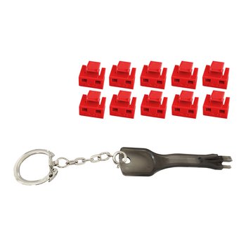 RJ45-Port Blocker mit Schlüssel (1x Schlüssel, 10x Schlösser), rot