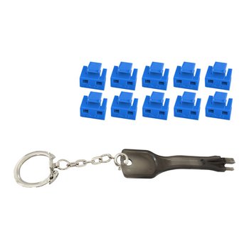RJ45-Port Blocker mit Schlüssel (1x Schlüssel, 10x Schlösser), blau