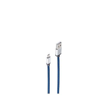 USB-Ladekabel A Stecker auf Micro B, blau 0,3m