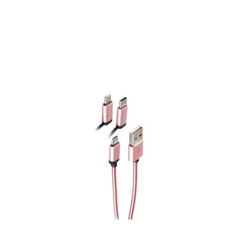 3in1 Ladekabel MicroB/C/ 8-pin Stecker rosegold 1m