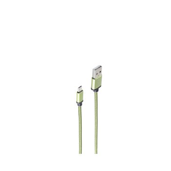 USB-Ladekabel A Stecker auf USB Micro B grün, 0,9m
