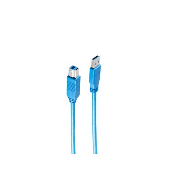 USB Kabel A Stecker / B Stecker USB 3.0 blau 1,8m