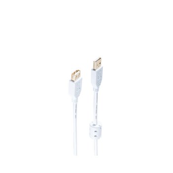 USB Kabel A St./A Buchse FERRIT verg. 2.0 weiß 1m