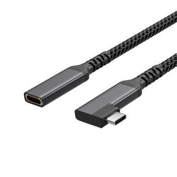 Flexline®--USB-C Verlängerungskabel, USB C Stecker auf USB-C Buchse, 3.2, 90°, PD, Textil, 0,5m